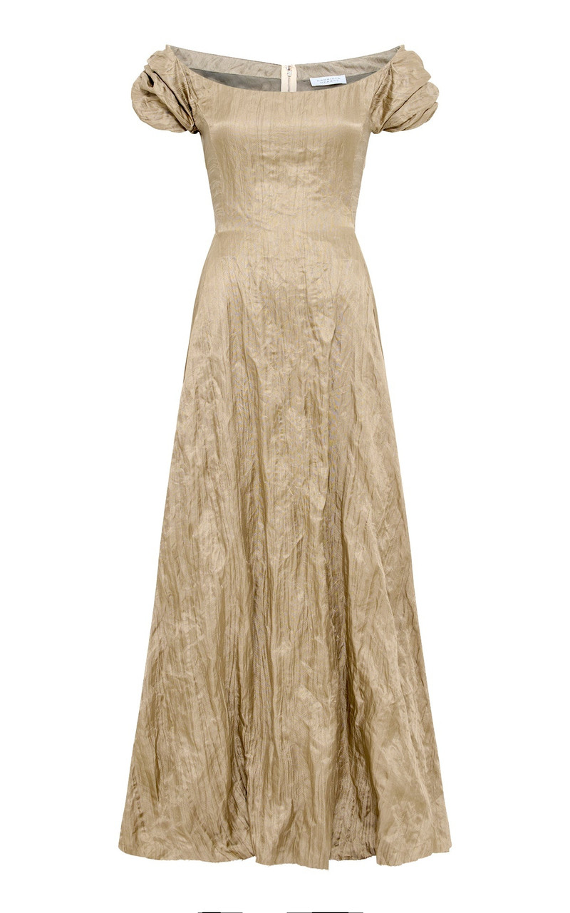 Juniper Maxi Dress in Gunmetal Metallic Silk 1
