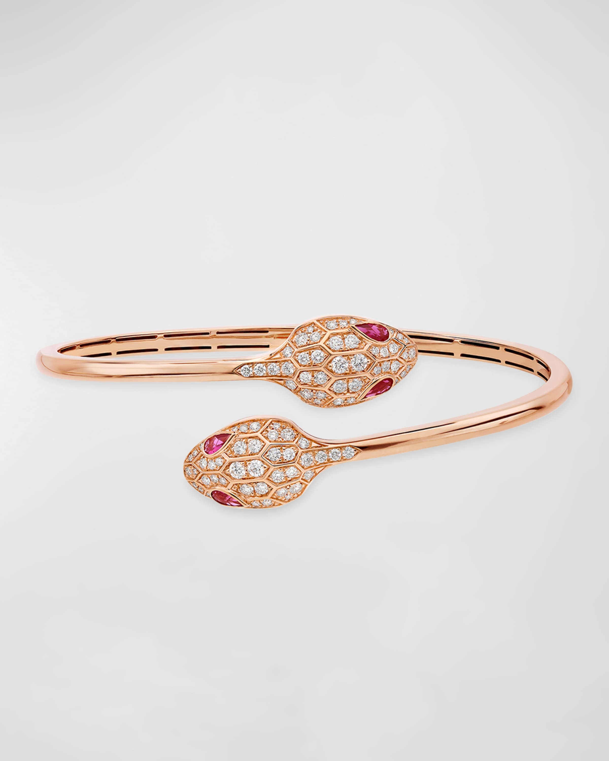 Serpenti Bypass Bracelet in 18k Rose Gold and Diamonds, Size M - 1