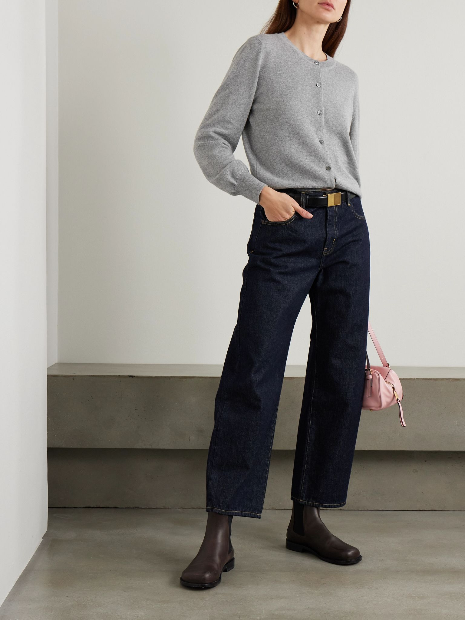 Enya mélange cashmere and cotton-blend cardigan Gray - 2