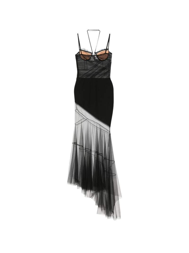 NENSI DOJAKA asymmetric draped bra dress outlook