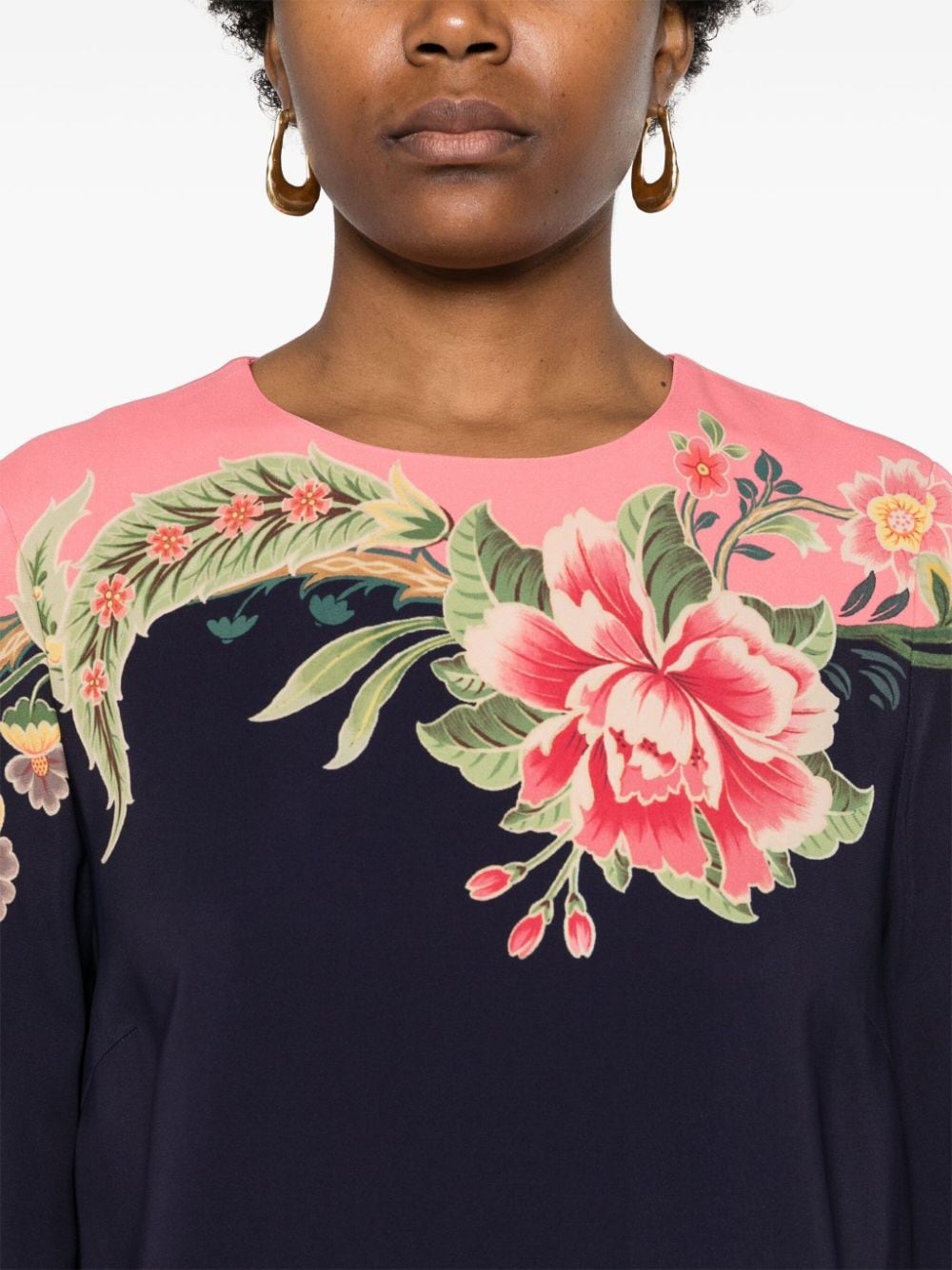 floral-print silk midi dress - 5