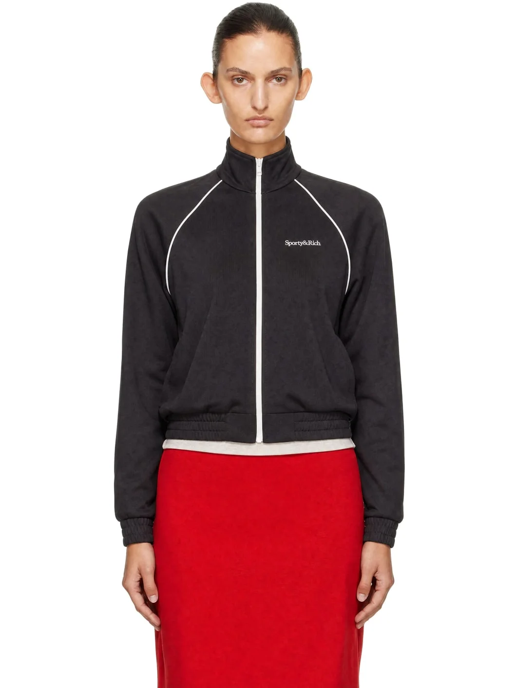 Brown Serif Logo Retro Track Jacket - 1