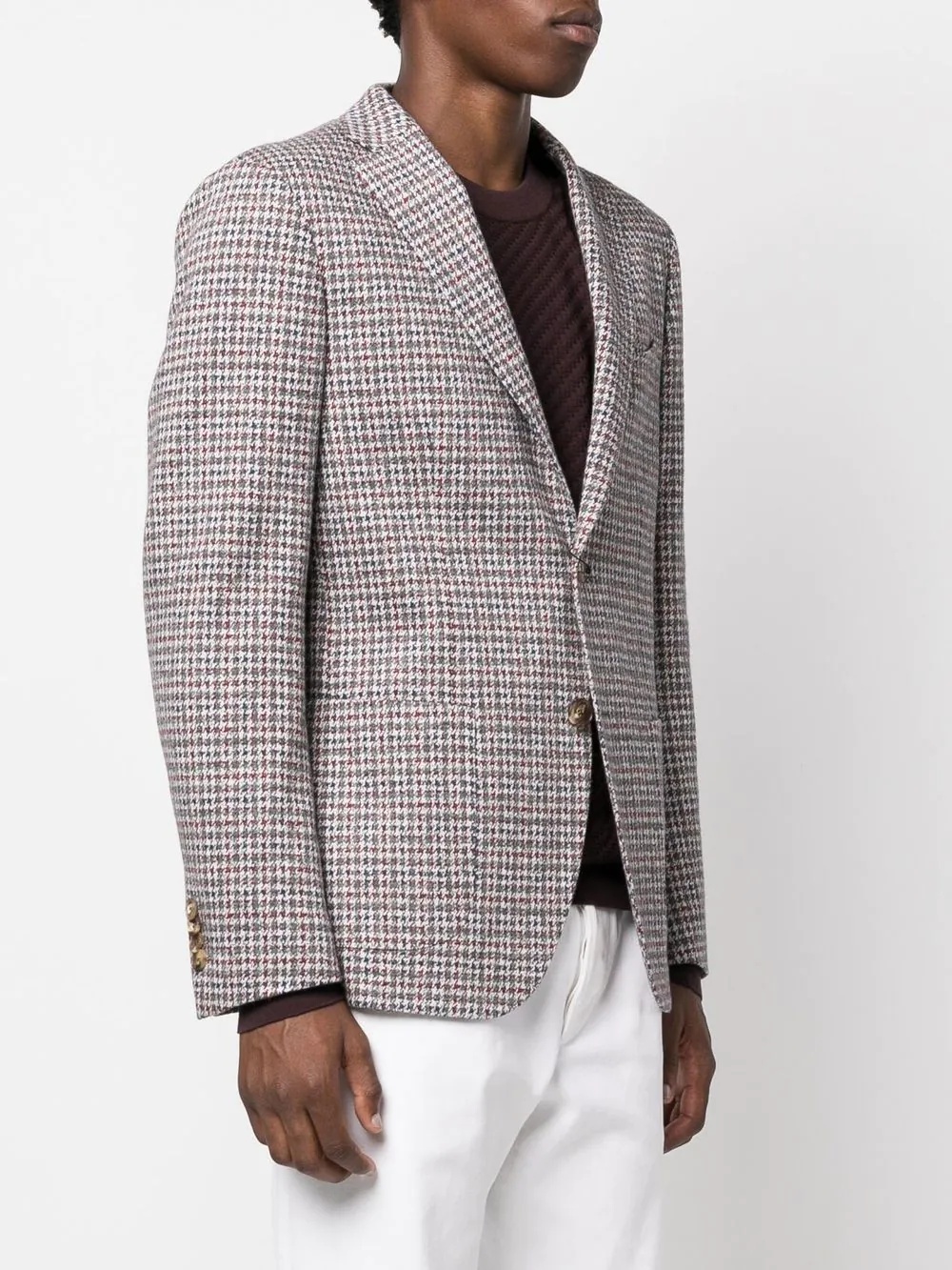 check-print single-breasted blazer - 3