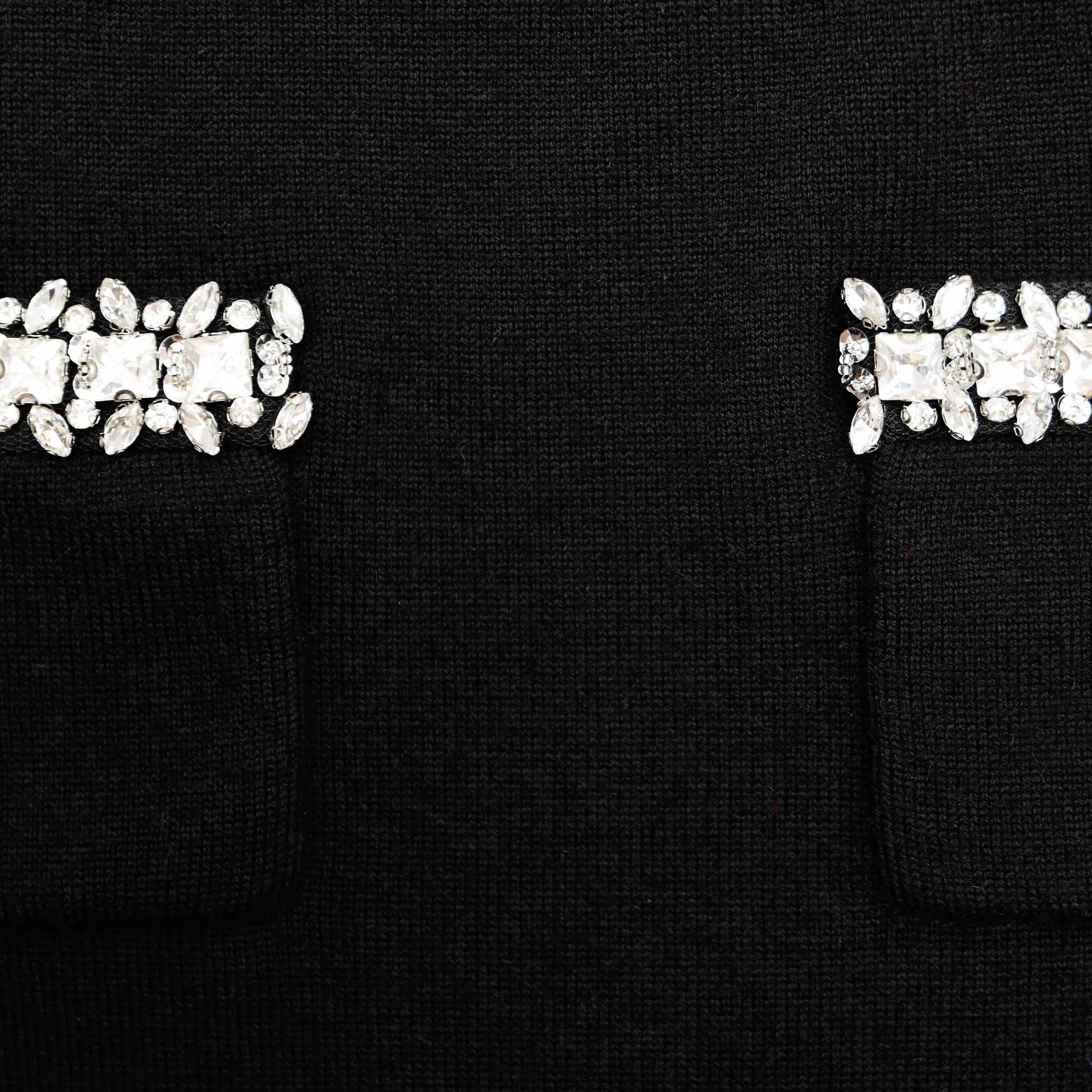 Black Knit Embellished Mini Skirt - 5