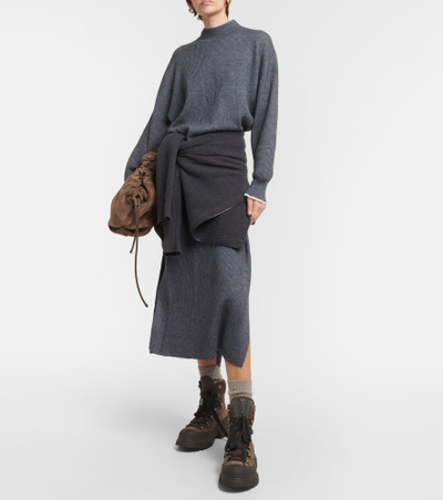 Brunello Cucinelli Ribbed-knit cotton and alpaca midi dress outlook