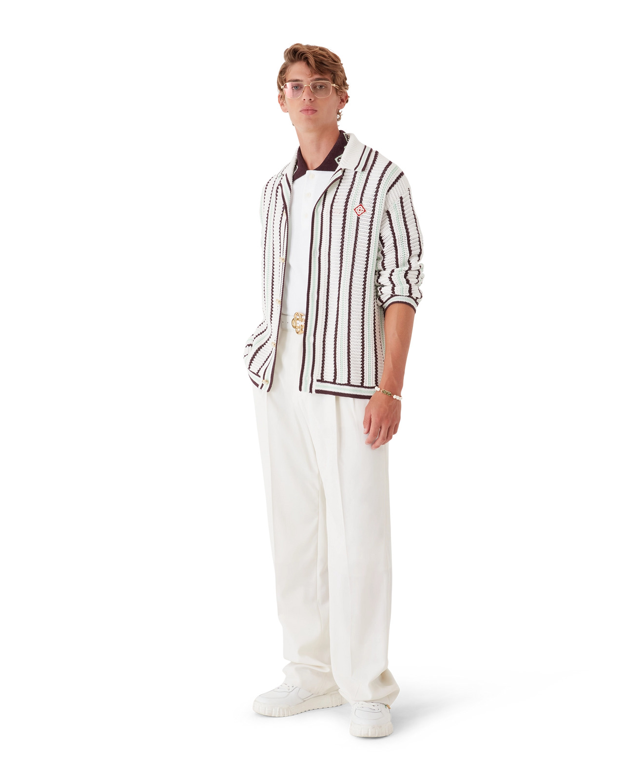 Striped Cotton Crochet Shirt | Casablanca Paris - 3