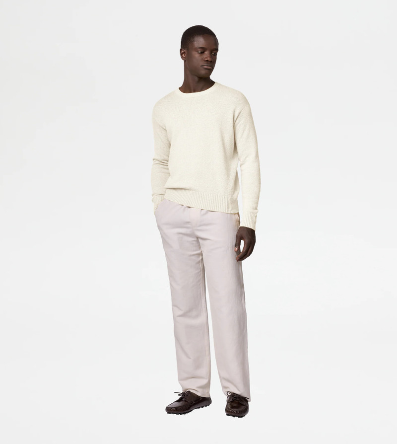 Tod's ROUND-NECK PULLOVER IN COTTON - OFF WHITE outlook