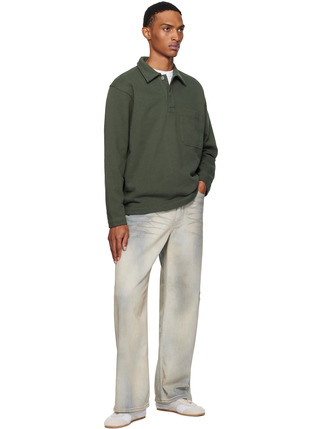 Green Fraser Relaxed Organic Loopback LS Polo - 4