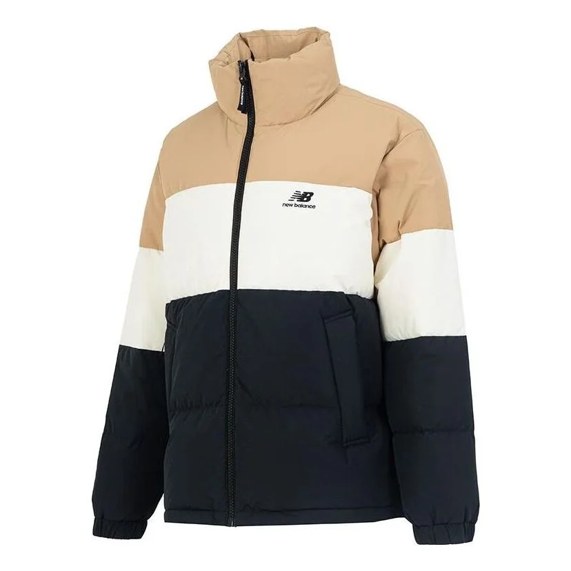 New Balance Warm Down Jacket 'Black White Tan' 5PC44283-BEI - 1