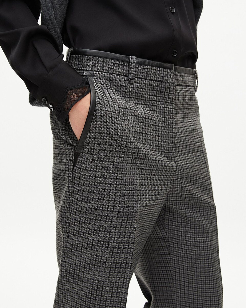 BLACK AND GREY STRAIGHT-LEG TAILORED PANTS 5