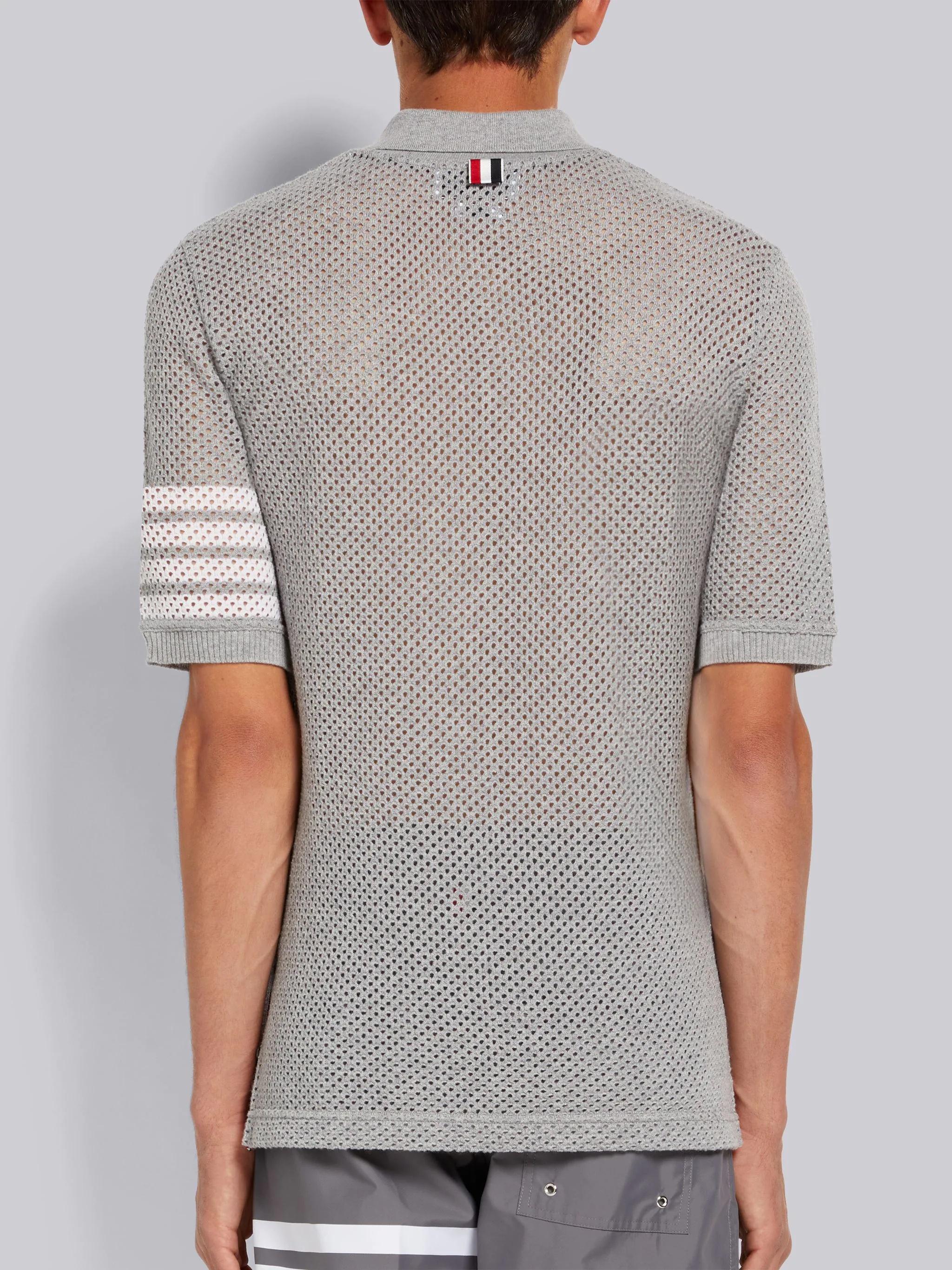 Light Grey Cashmere Mesh 4-Bar Polo - 3