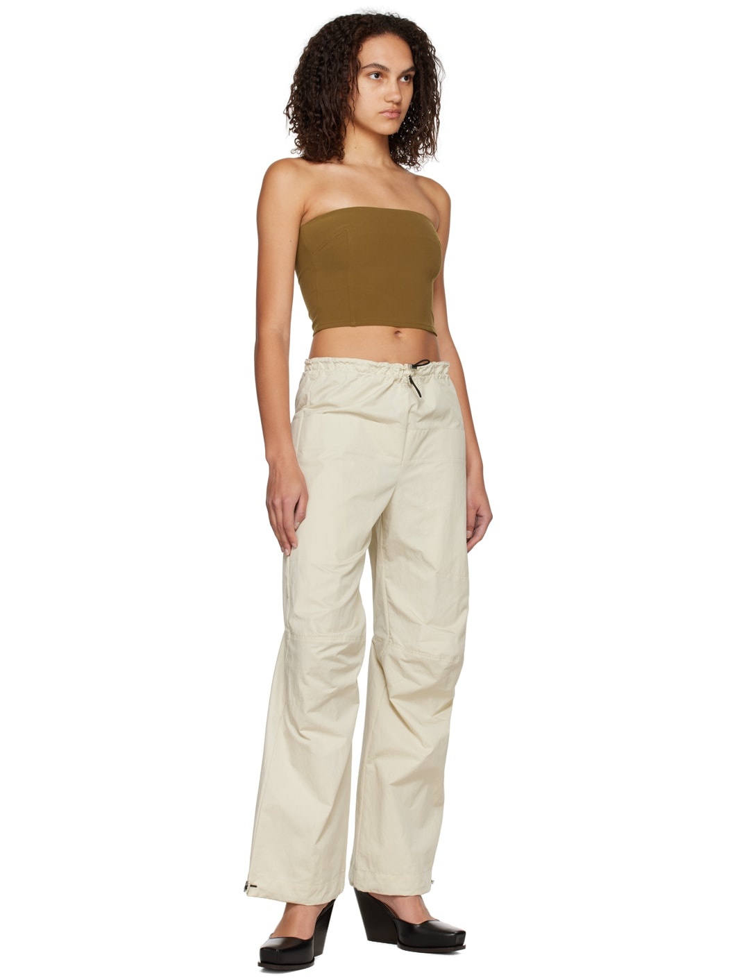 Beige Drawstring Lounge Pants - 4