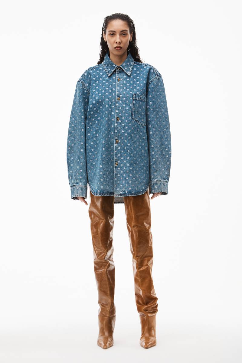 Alexander Wang CRYSTAL A UNISEX OVERSIZED DENIM SHIRT outlook