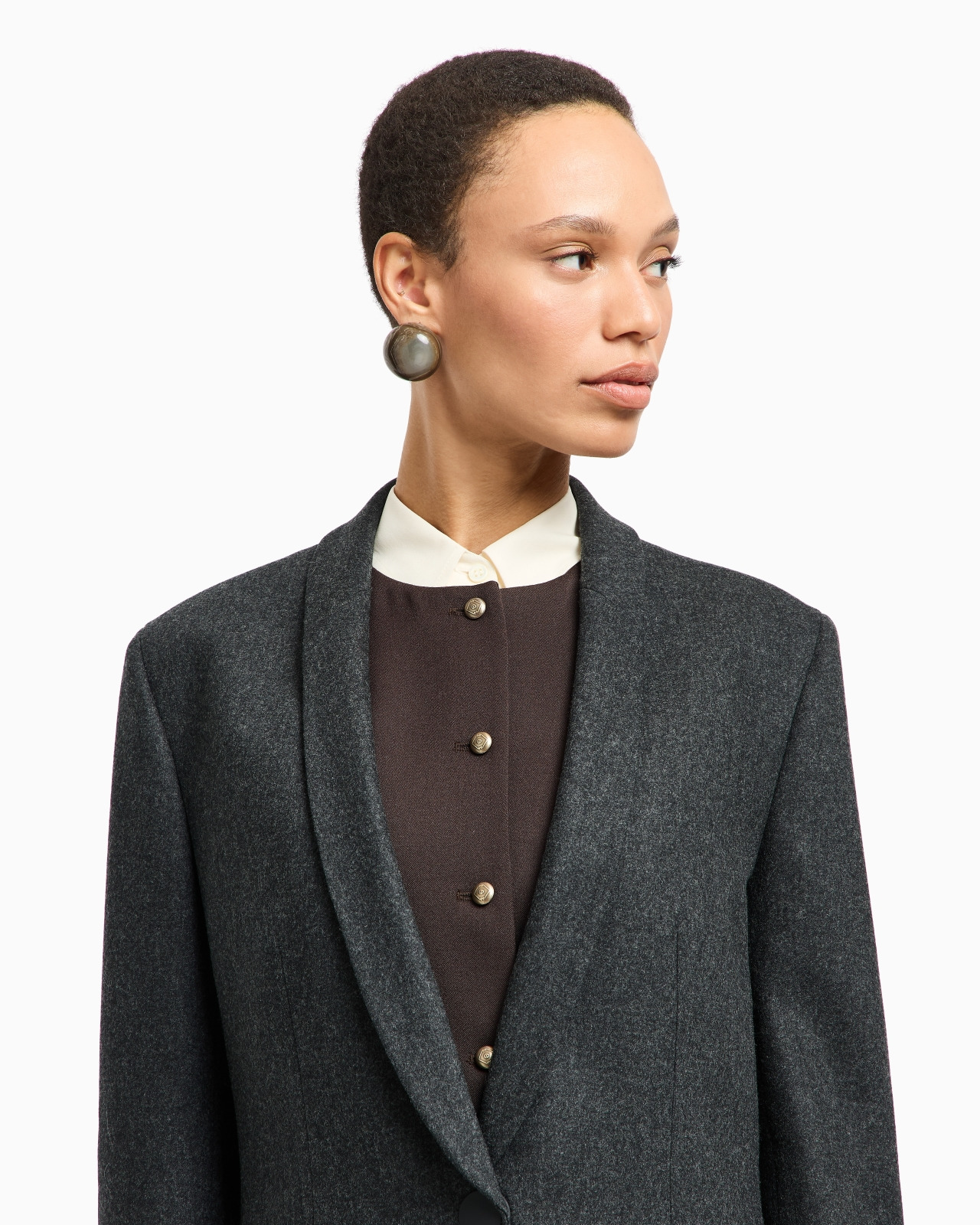 SINGLE-BREASTED JACKET IN WOOL AND CASHMERE FLANNEL - 5