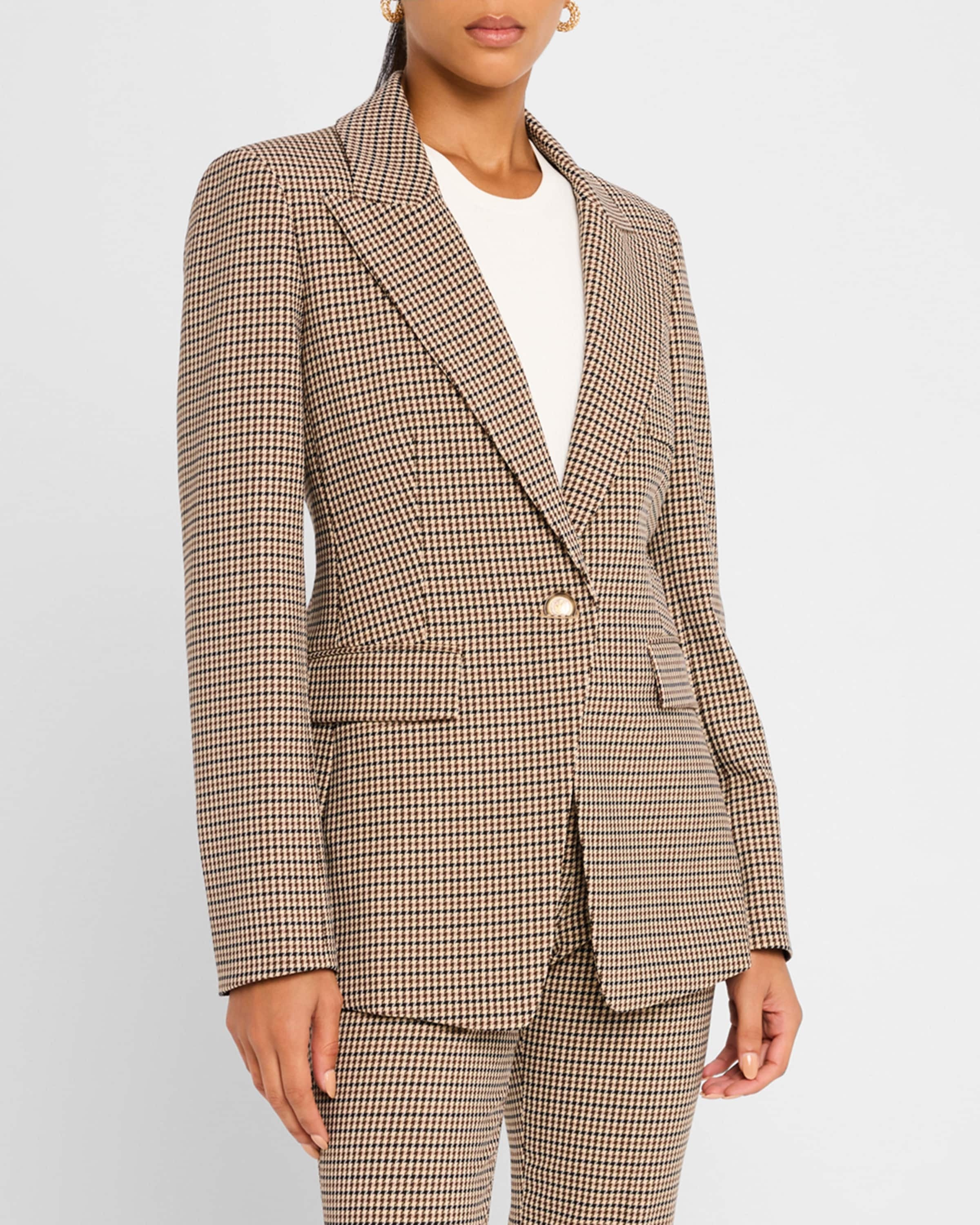 Livvy Single-Button Houndstooth Dickey Jacket - 2