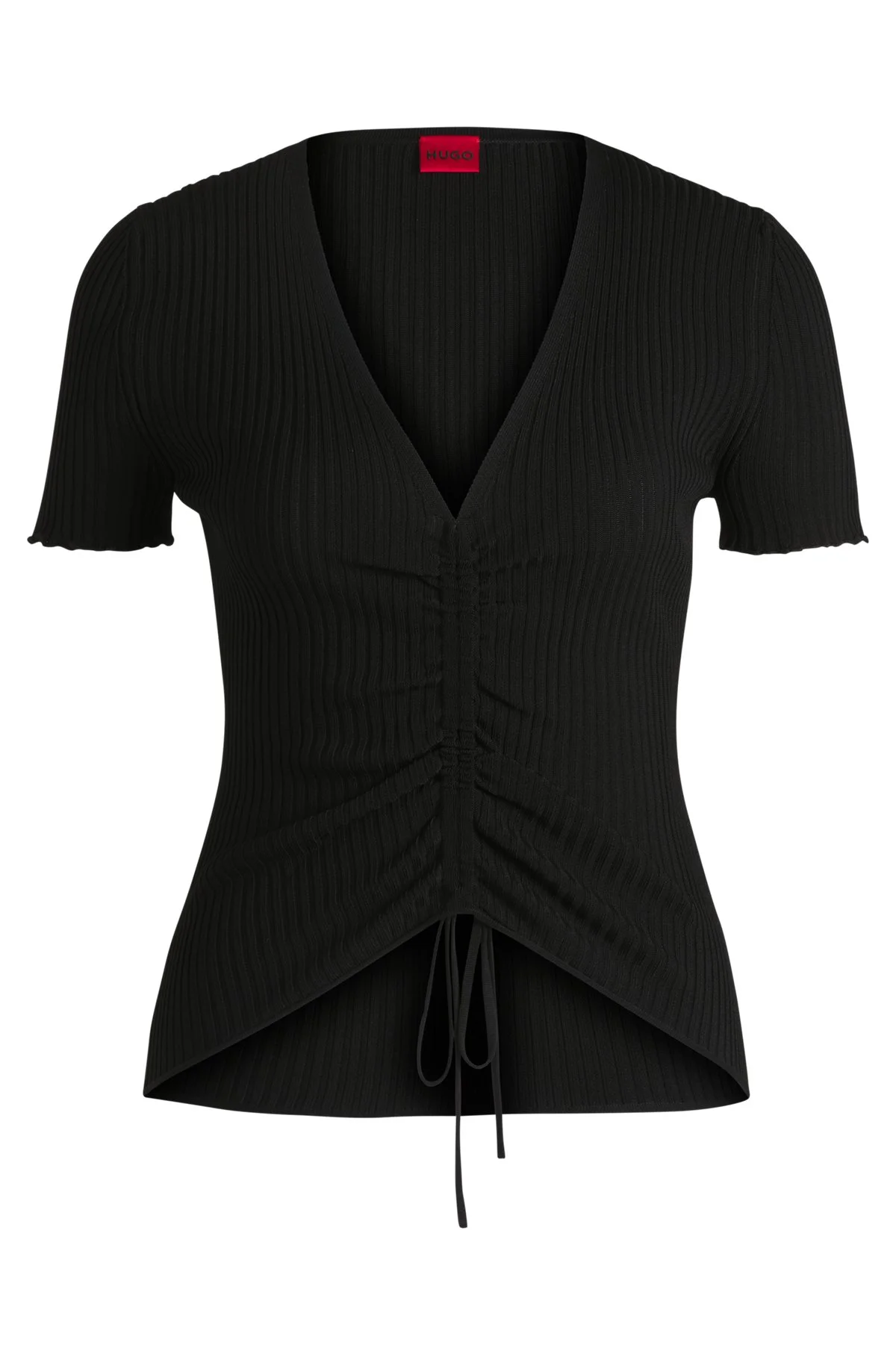 V-NECK TOP WITH GATHERED FRONT - 1