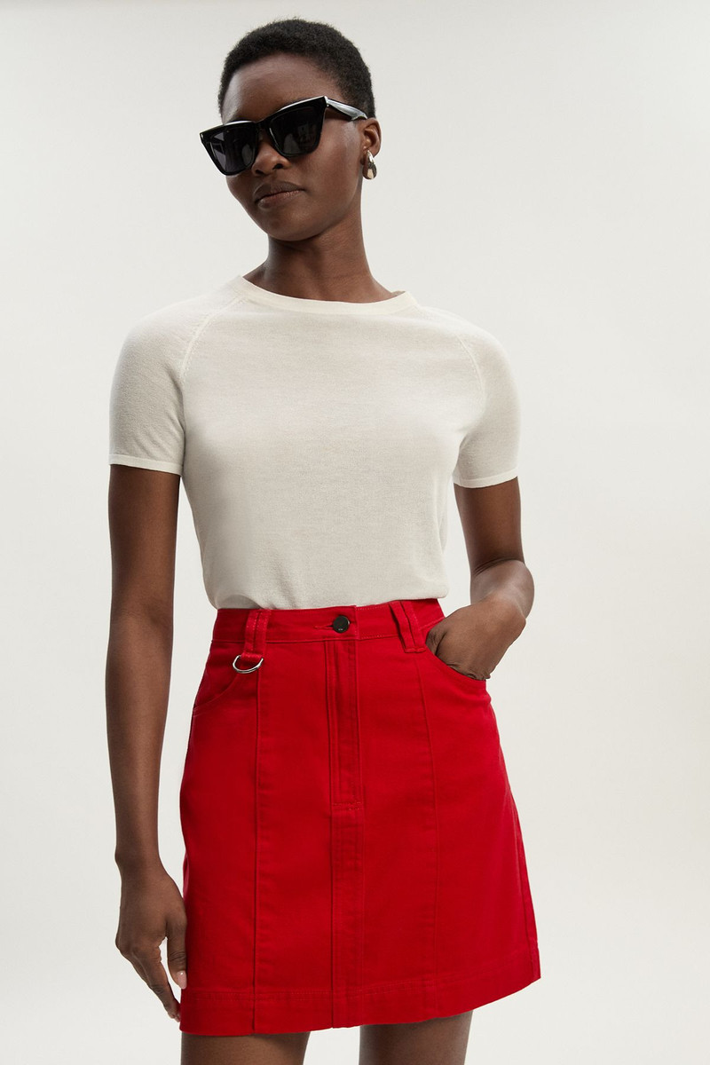 Denim Seamed Mini Skirt 1