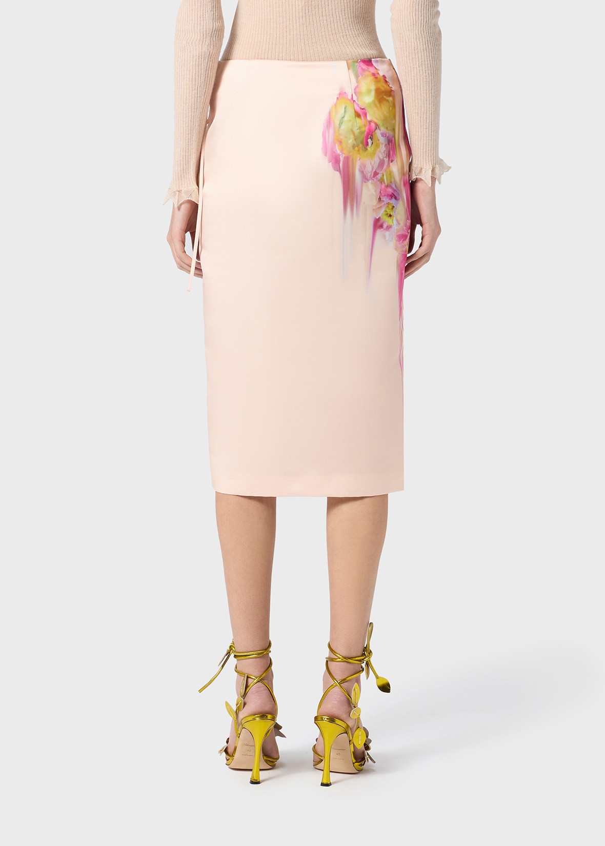MIDI SKIRT IN DUCHESSE WITH LIQUID FLOWER PRINT - 4