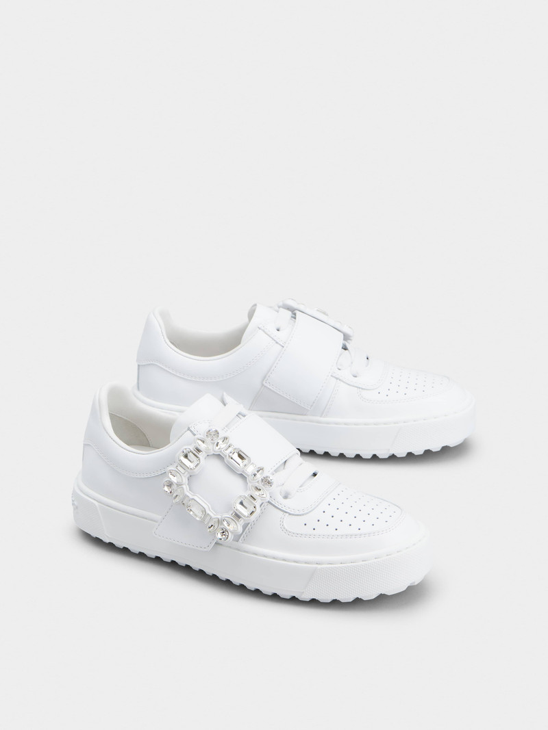 Very Vivier Strass Buckle Sneakers in Leather 2