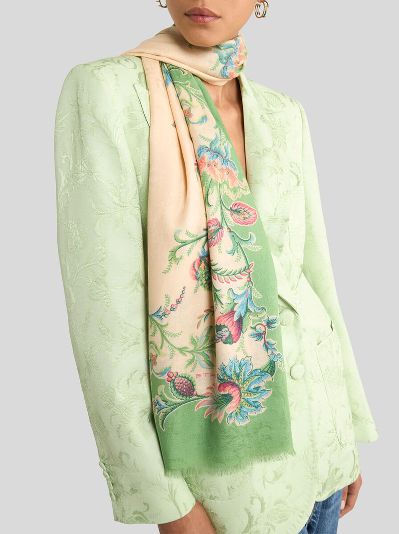 Etro COTTON-BLEND JACQUARD SCARF WITH FLORAL MOTIF outlook