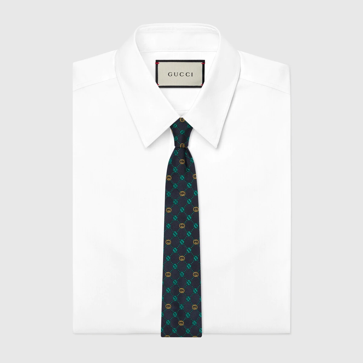 Interlocking G and clover silk tie - 2