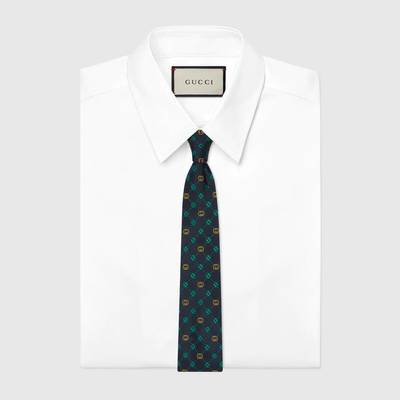 GUCCI Interlocking G and clover silk tie outlook