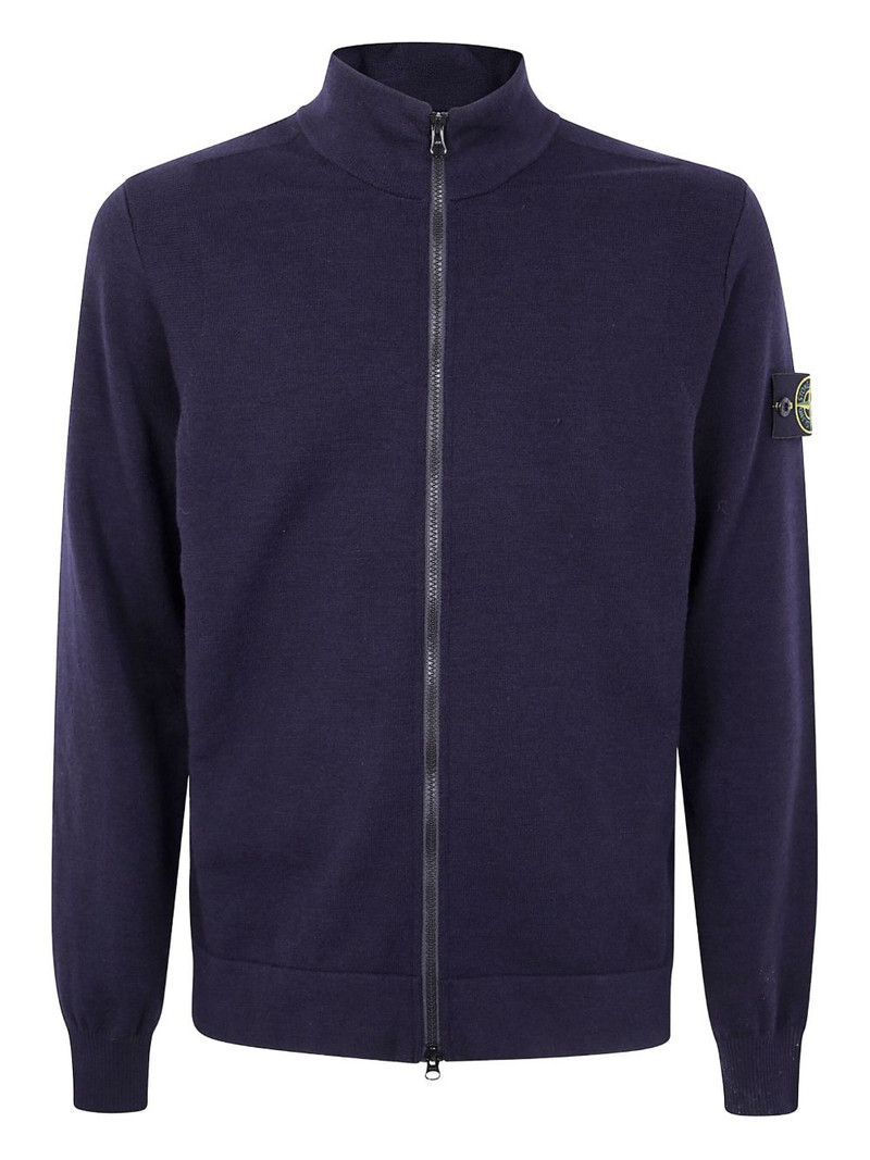 zip-front logo-patch cardigan 1