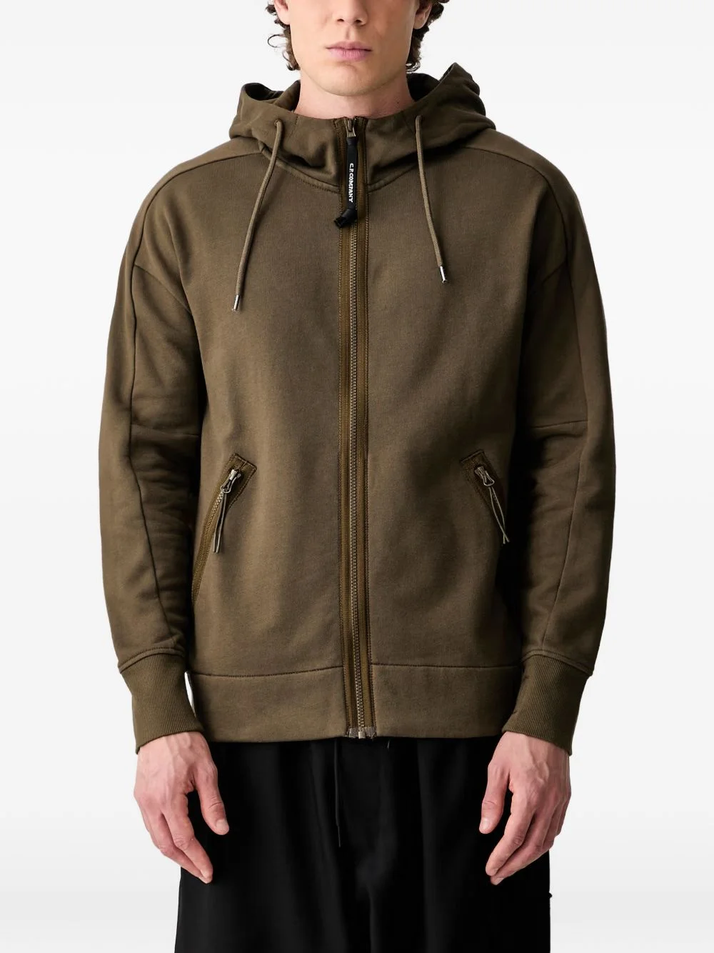 Goggle-detail zip-up hoodie - 1
