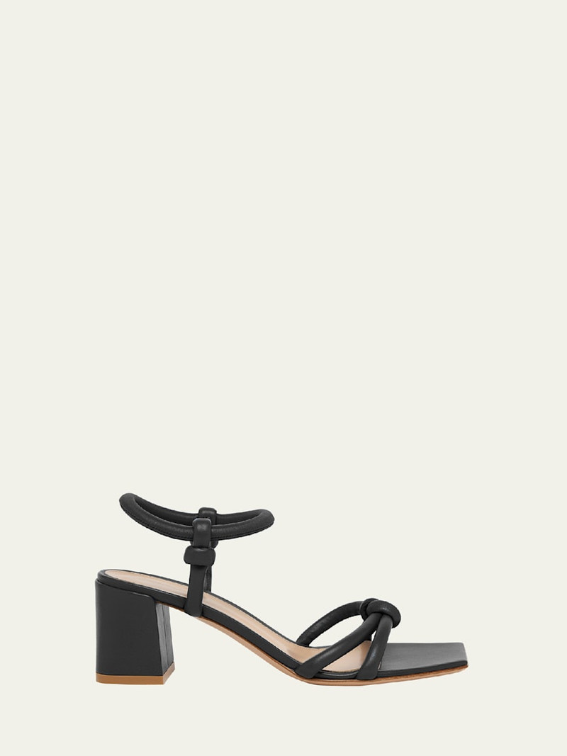 Knotted Leather Block-Heel Sandals 1