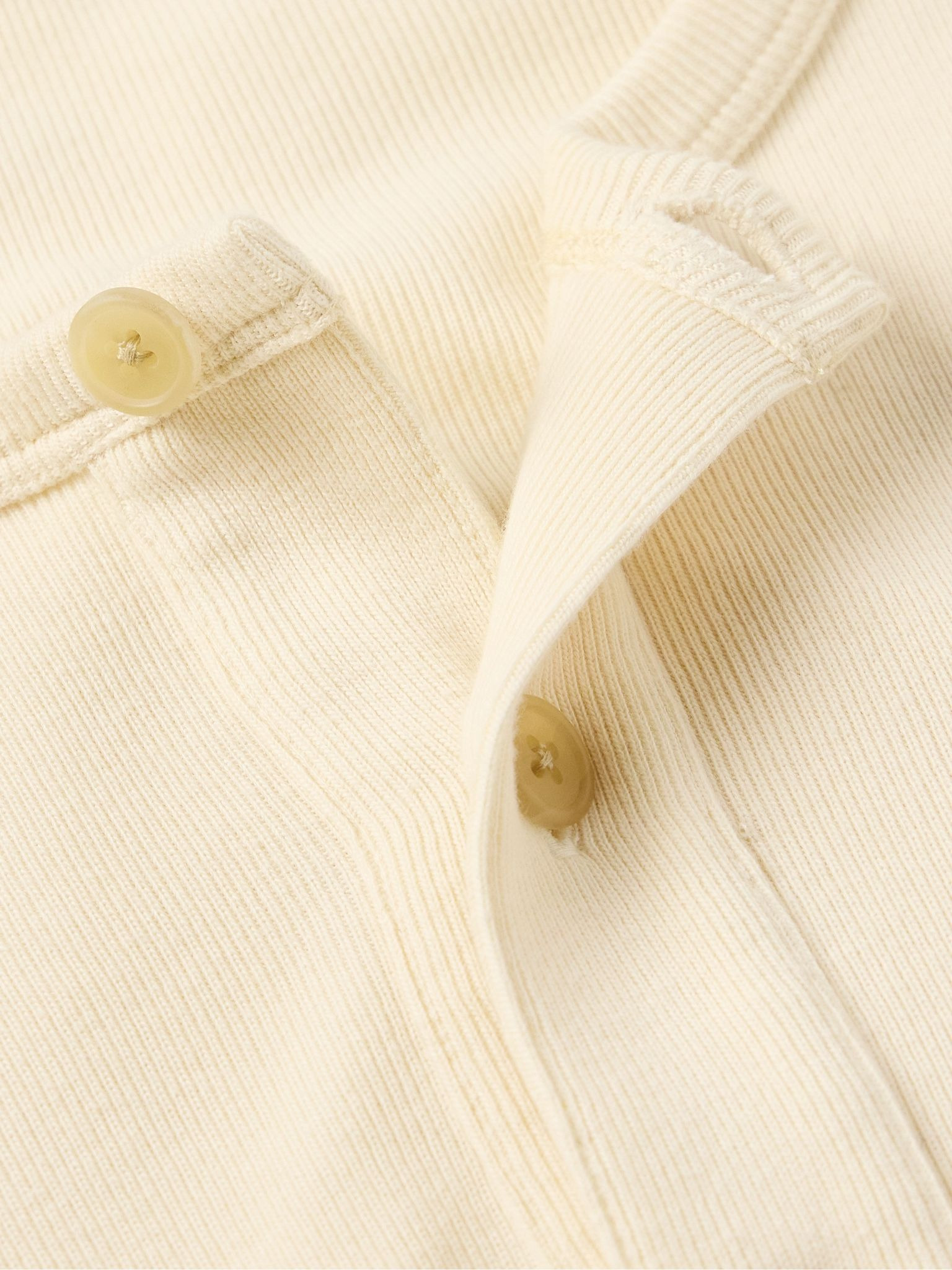 Greto Ribbed Cotton-Jersey Henley Sweatshirt Ivory - 4