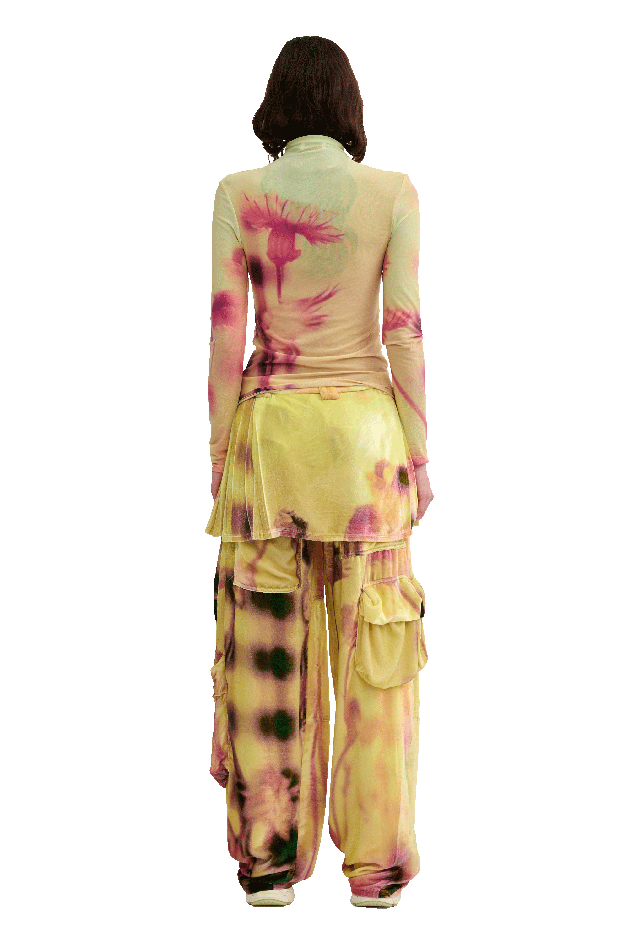 YELLOW MEADOW PLAID LAWN SKIRT CARGO PANT - 5