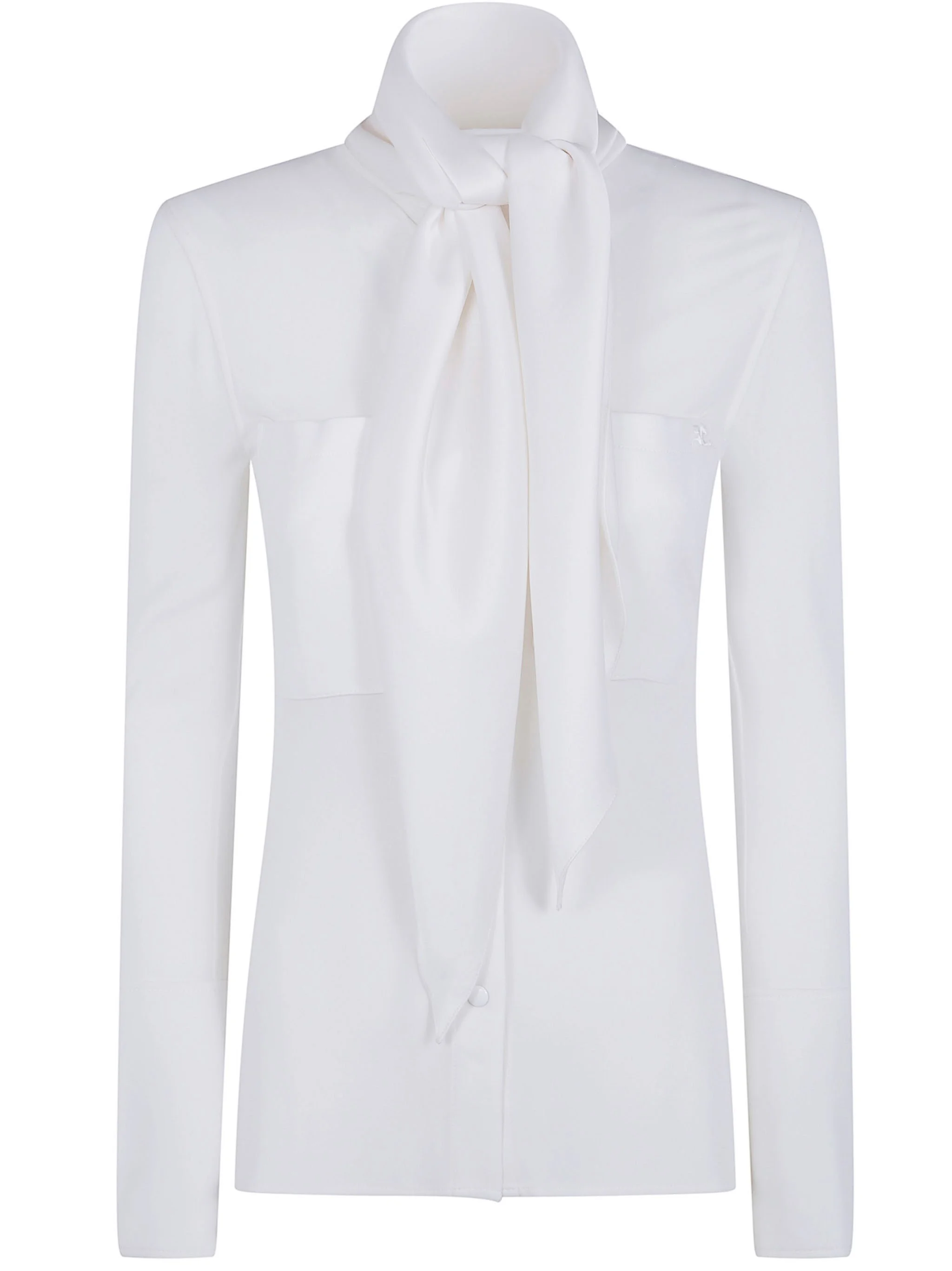Shirt Satin Scarf Collar Jersey - 1