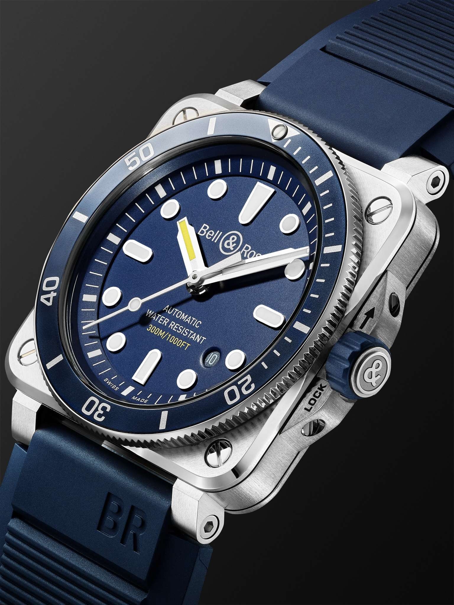BR 03-92 Diver Blue Automatic 42mm Stainless Steel and Rubber Watch, Ref. No. BR0392-D-BU-ST/SRB - 3