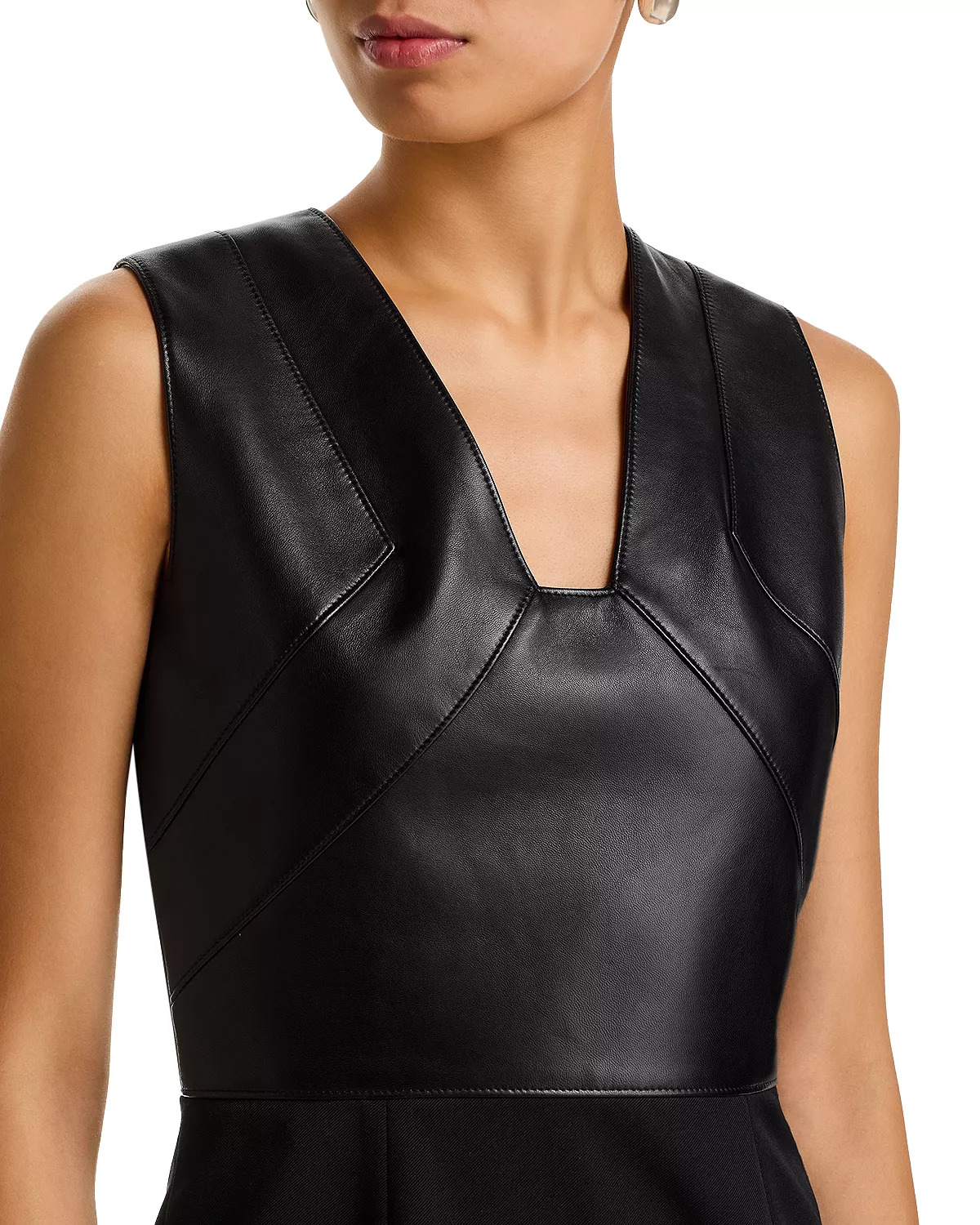 Drumialda Leather & Wool Midi Dress - 3