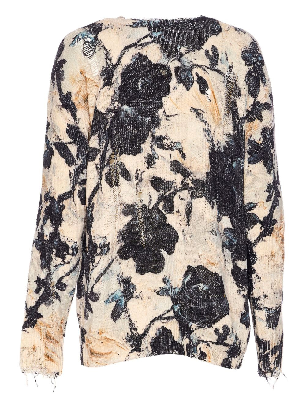 floral-print distressed sweatshirt - 2