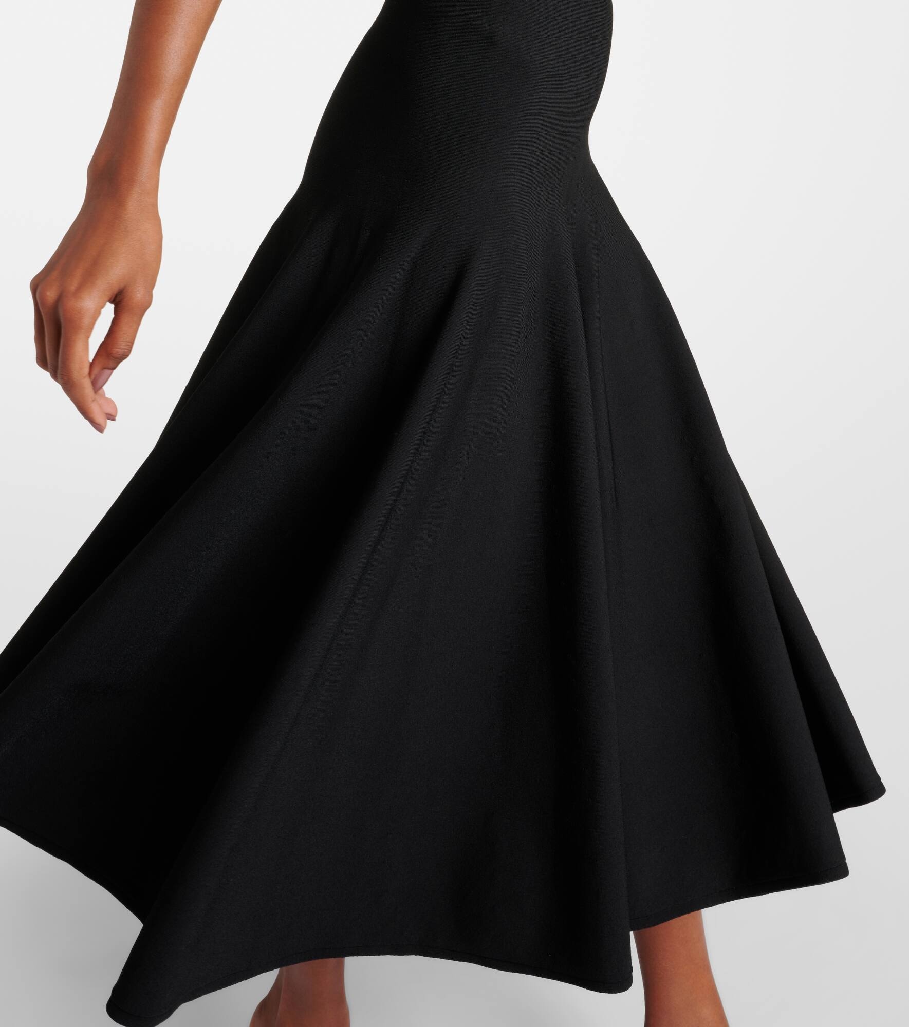 Leather-trimmed midi dress - 6