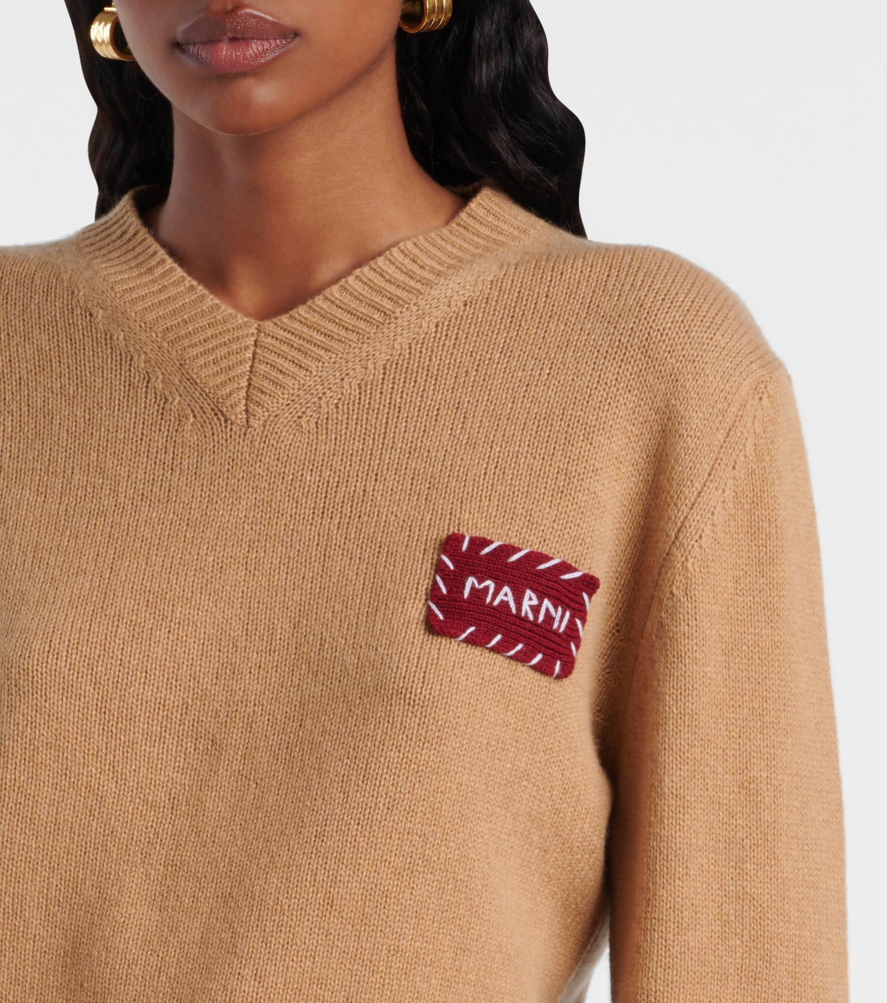Patch-appliqué cashmere sweater - 4