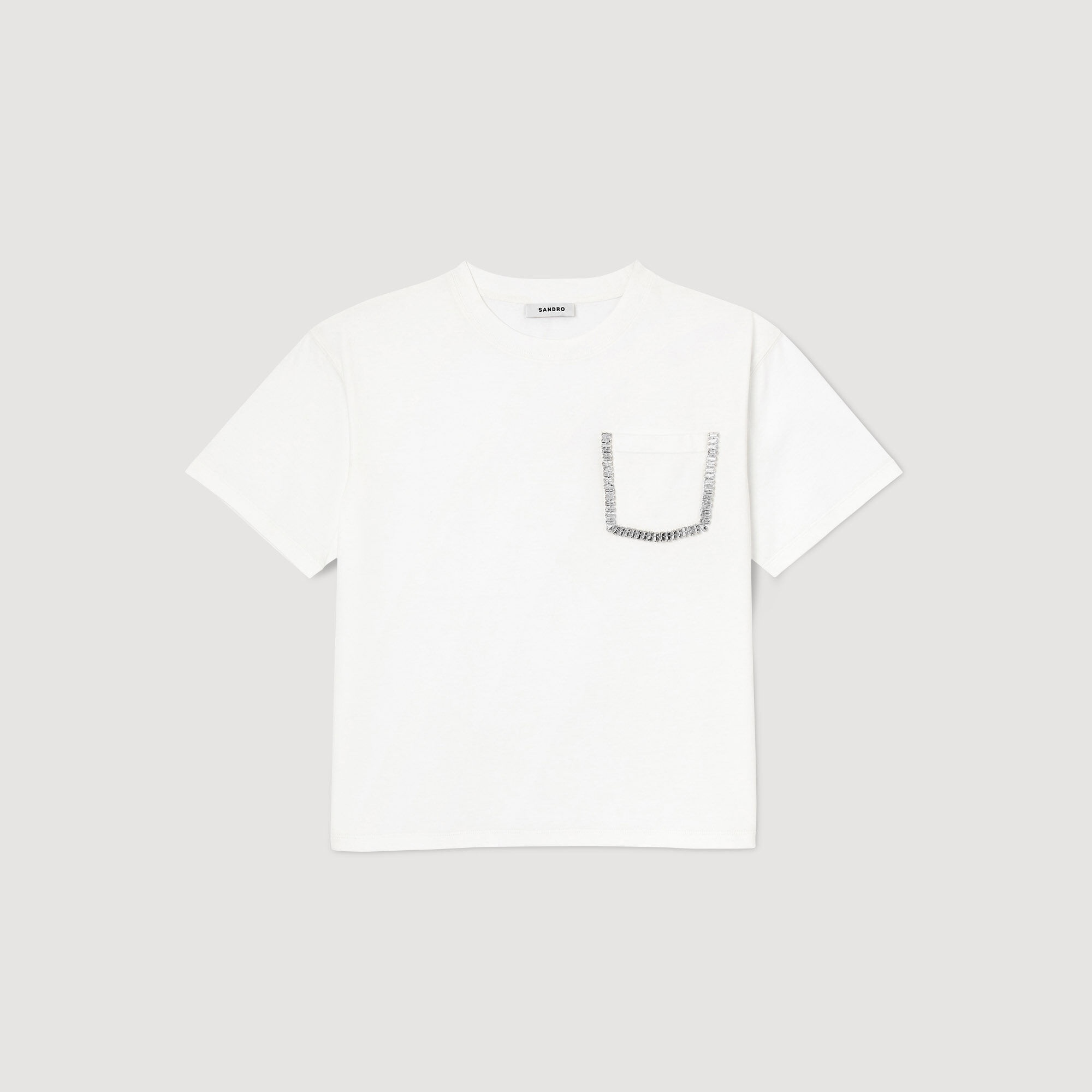 CROPPED T-SHIRT WITH RHINESTONES - 1