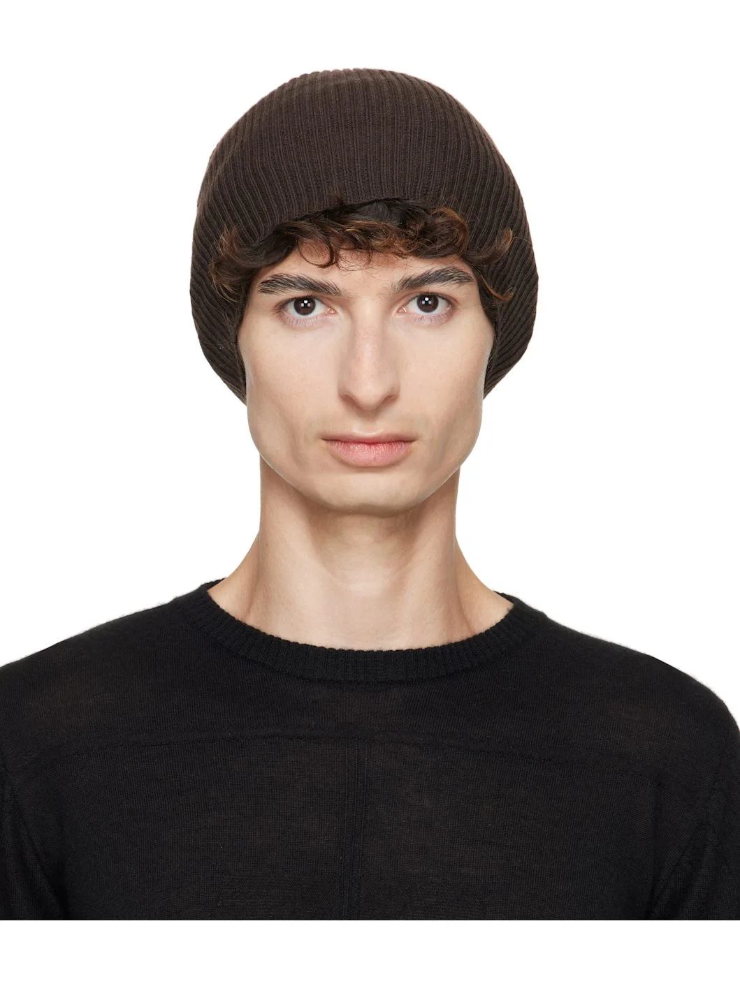 Brown Tower Ribbed Beanie - 1