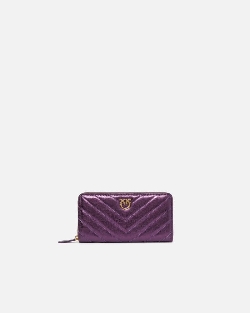 RECTANGULAR WALLET IN METALLIC QUILTED LEATHER 1