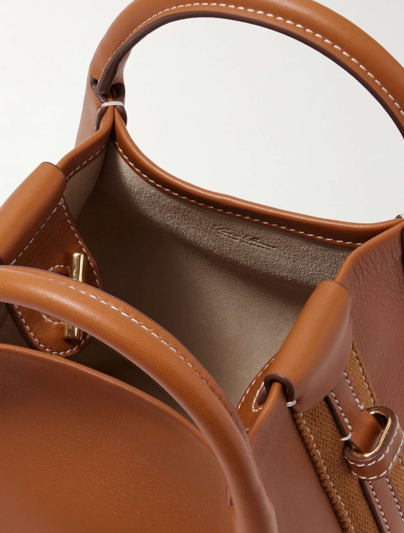 Bale micro webbing-trimmed leather bucket bag - 5