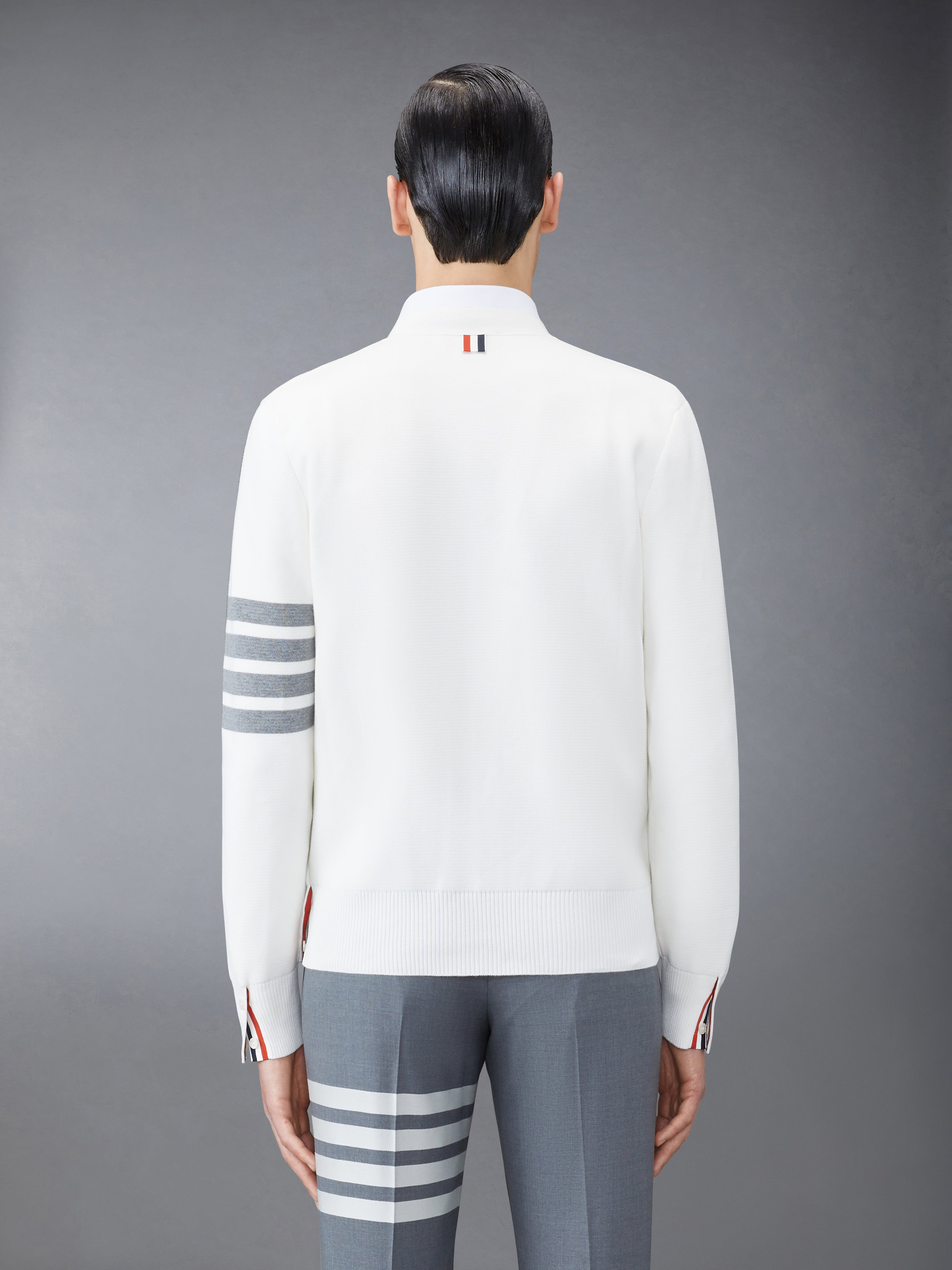 Whitemilano Stitch Cotton 4-bar V-neck Cardigan - 2