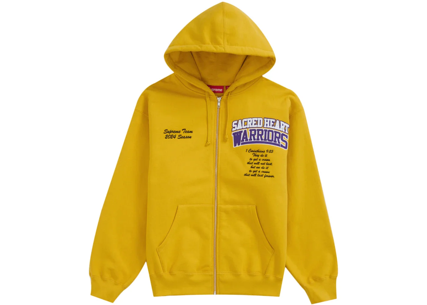 Supreme Salvation Zip Up Hooded Sweatshirt Yellow - 1