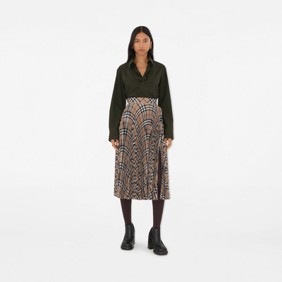 Burberry Pleated Check Wool Blend Skirt outlook