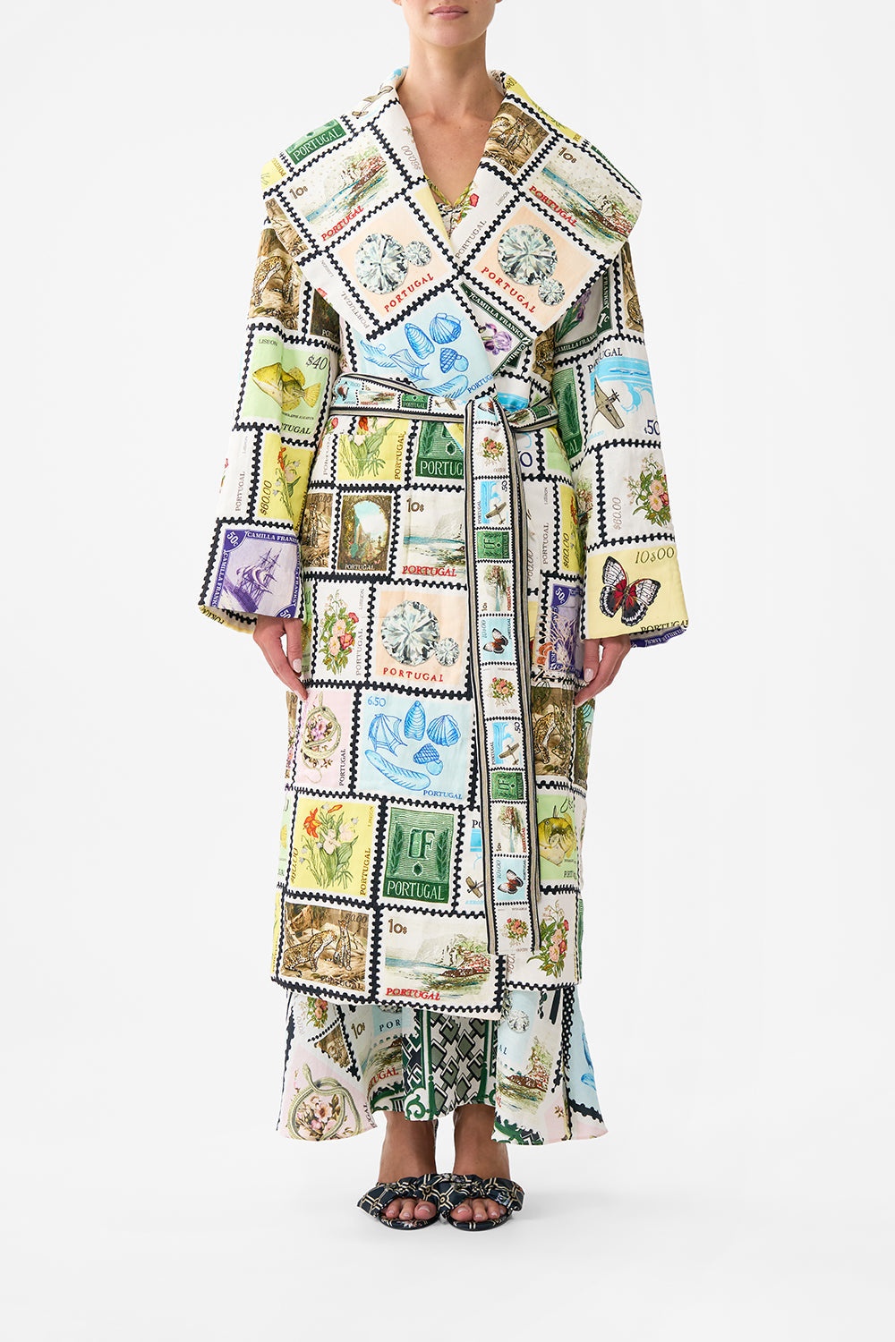 QUILTED LONG WRAP COAT - 7