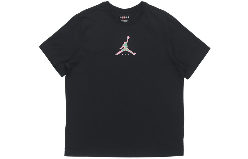 Air Jordan 23 Swoosh Sports Causual Ventilate Letter Printing Round Collar Male Black CZ8379-010 - 1
