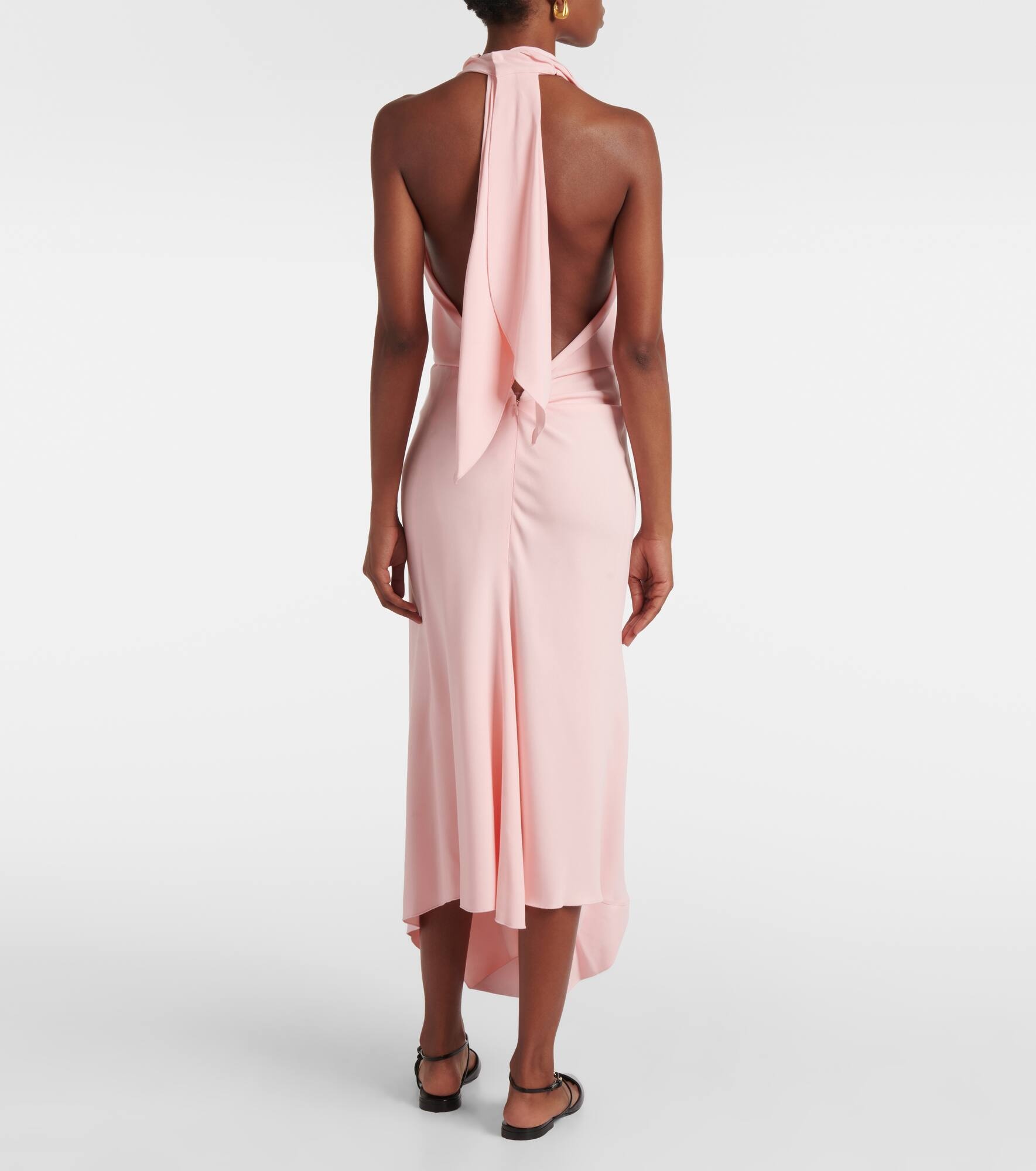Scarf-detail open-back crêpe midi dress - 3