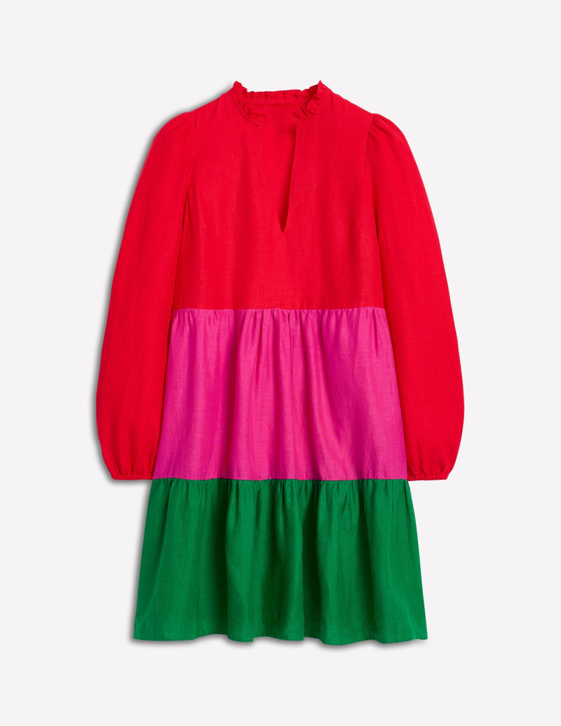 Esme Linen Mini Dress-Colourblock 1