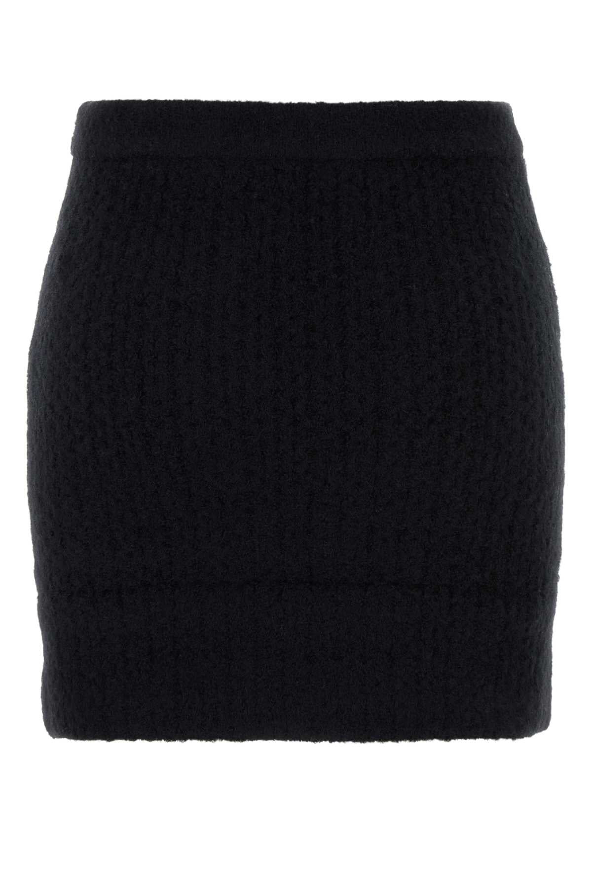 Self Portrait Women Black Stretch Alpaca Blend Mini Skirt - 2