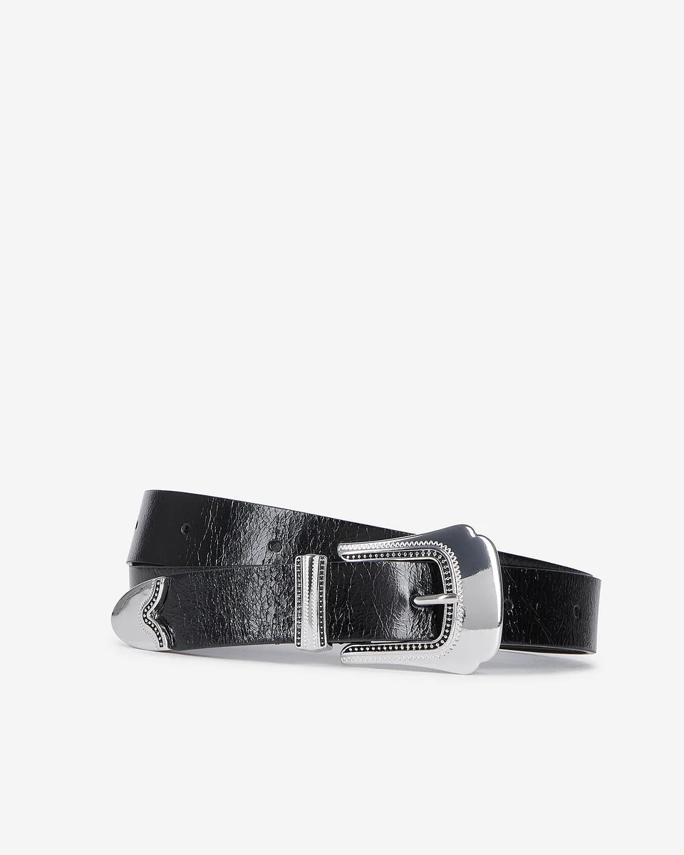 THIN BLACK LEATHER BELT - 1